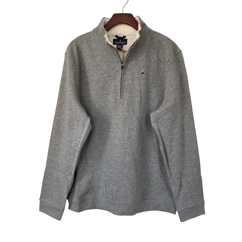 Tailor Vintage‎ Quarter Zip Sherpa Collar Pullover Mens L Grey Heather NEW $118